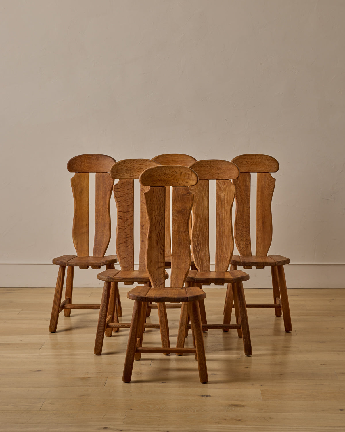 Belgian Oak Dining Chairs by De Puydt - Set of 6