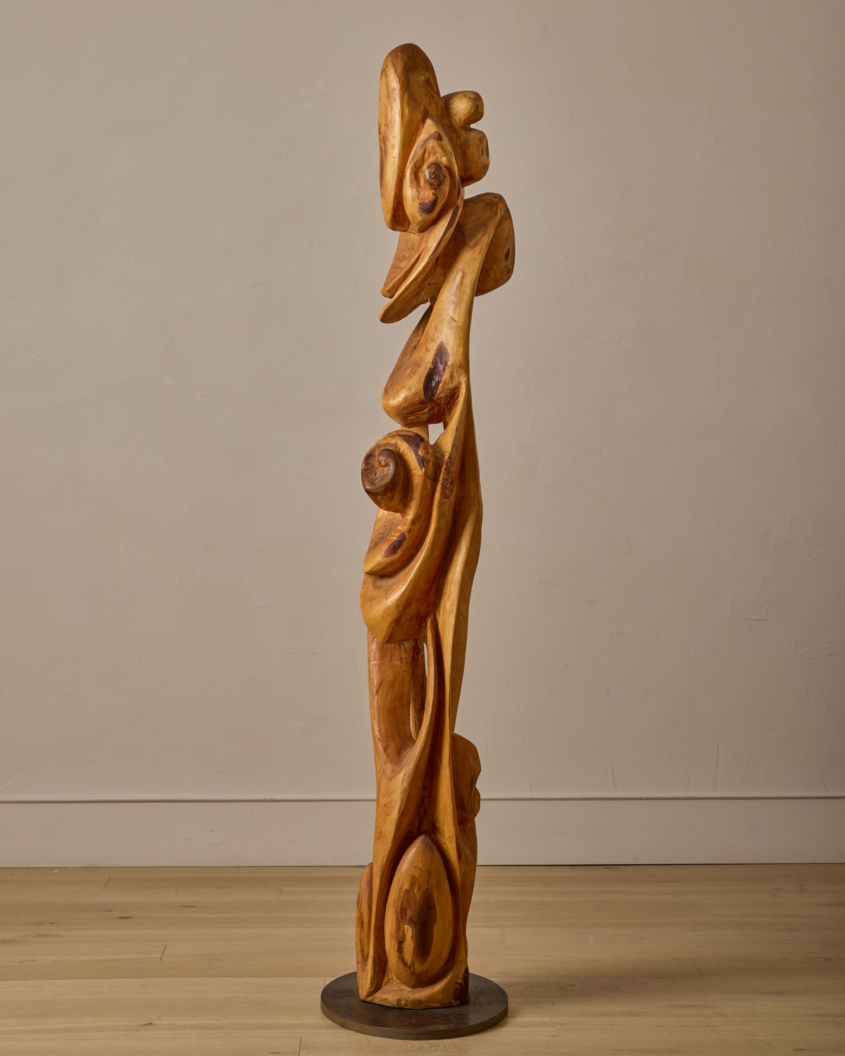 Monumental French Mid-Century Wooden Sculpture