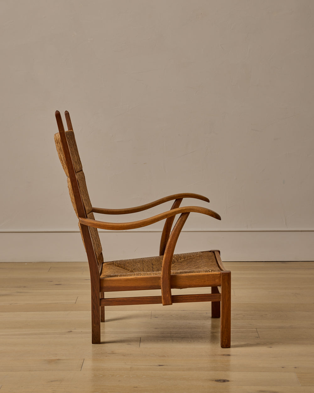 1940s Dutch High Back Rush Chair