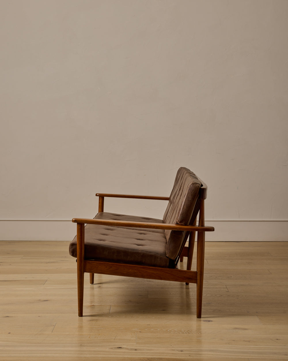 Mid-Century Tufted Leather Sofa