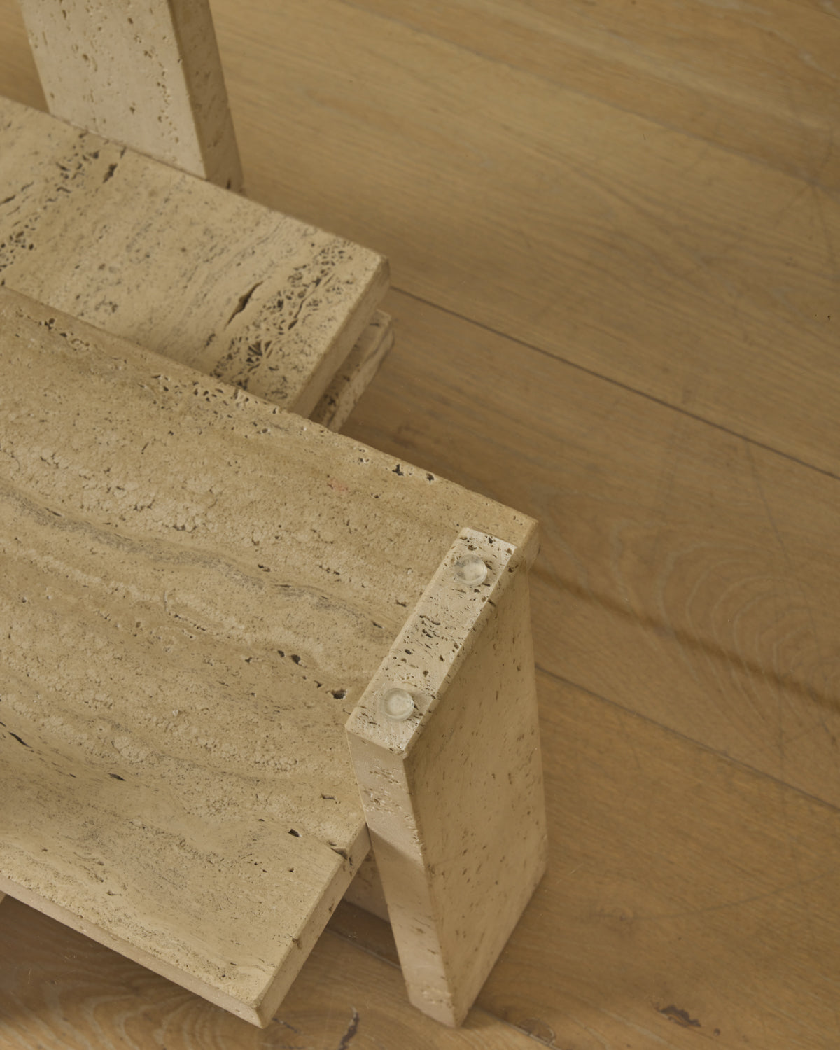 Travertine & Glass Coffee Table by Willy Ballez