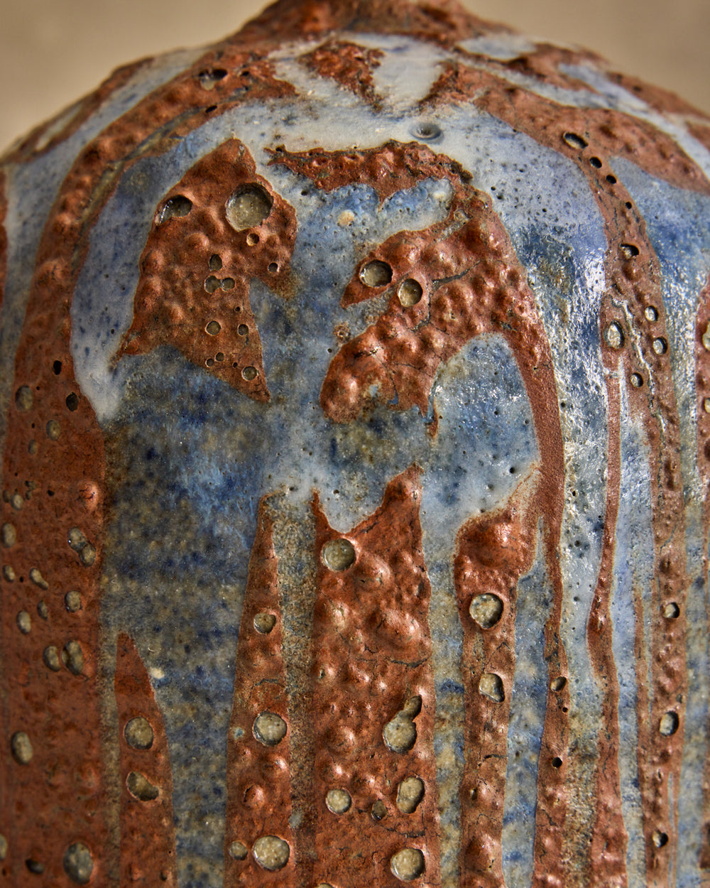 Blue Glaze Lava Vase