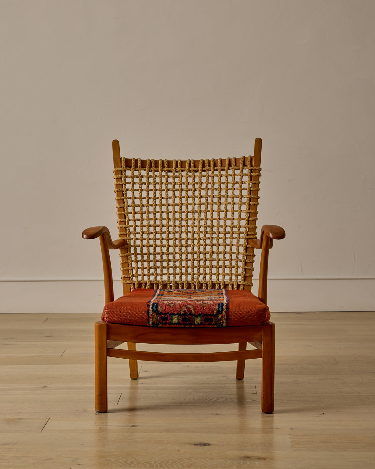1940s Dutch High Back Rope Chair