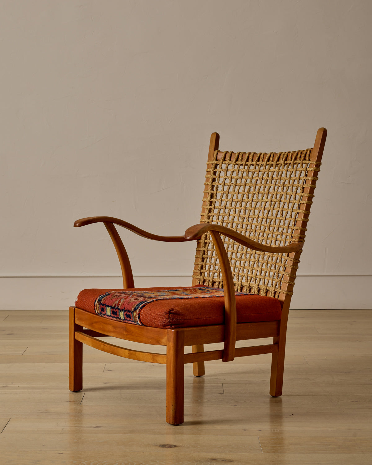 1940s Dutch High Back Rope Chair