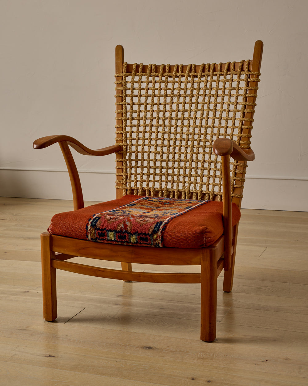 1940s Dutch High Back Rope Chair