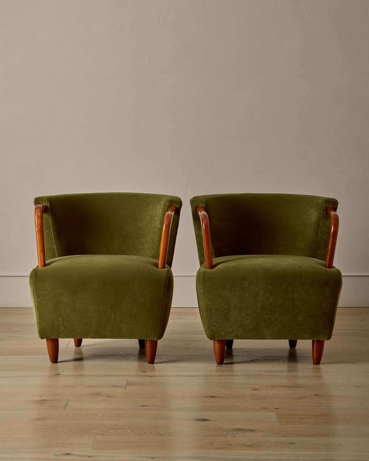 Pair of Beech Frame Easy Chairs