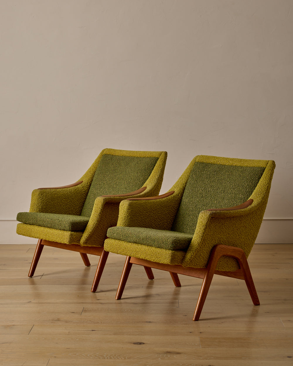 Pair of Oak Frame Easy Chairs