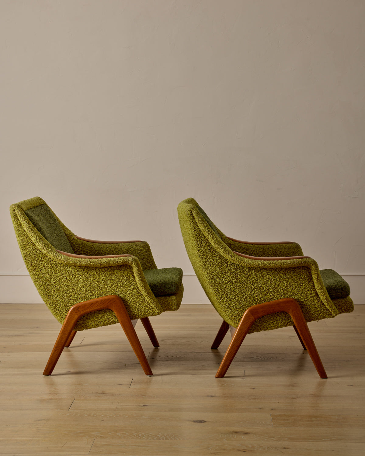 Pair of Oak Frame Easy Chairs