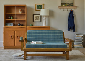 Belgian Oak Loveseat in Plaid