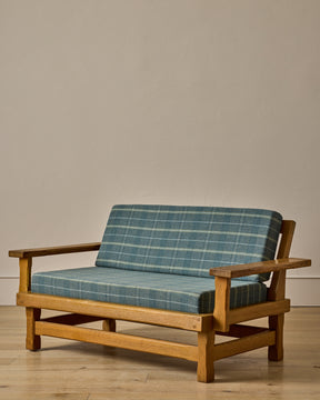 Belgian Oak Loveseat in Plaid