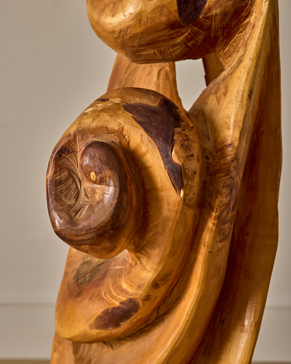 Monumental French Mid-Century Wooden Sculpture
