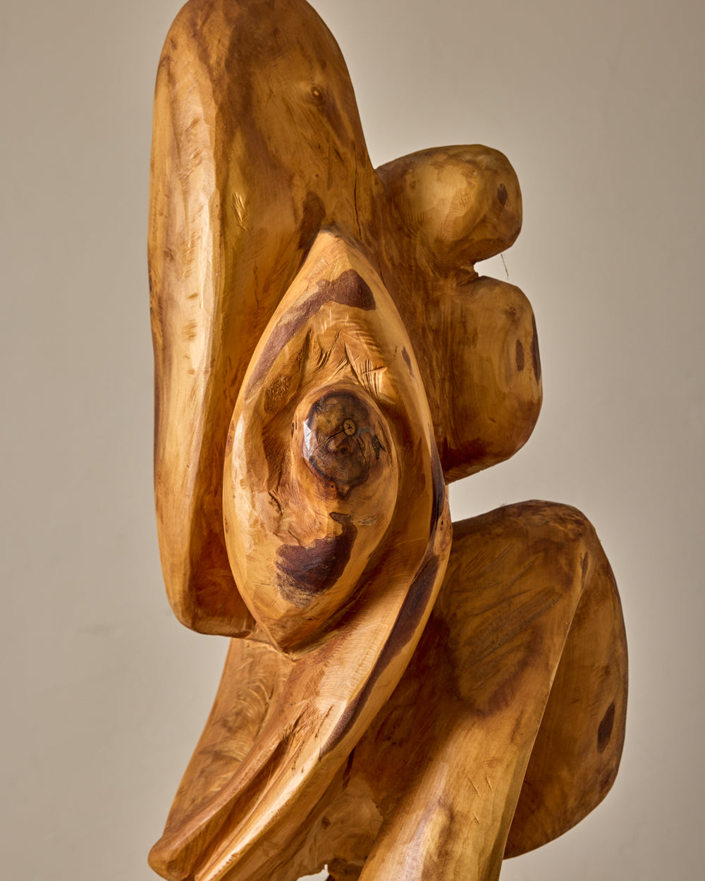 Monumental French Mid-Century Wooden Sculpture