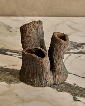 Faux Bois Triple Vase