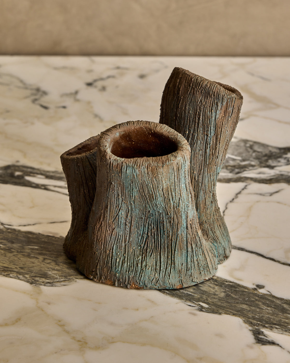 Faux Bois Triple Vase