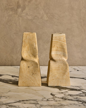 Pair of Twisted Stone Candle Holders