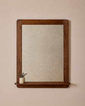 Bennett Mirror with Shelf - Black Walnut