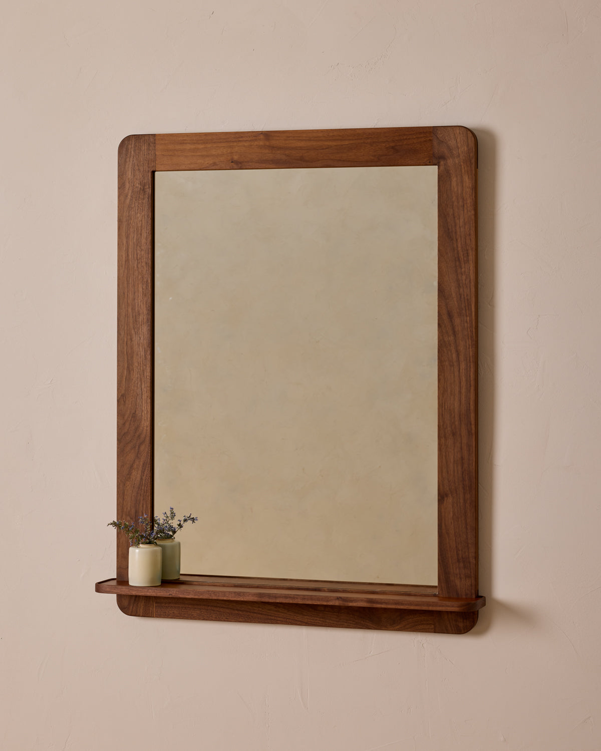 Bennett Mirror with Shelf - Black Walnut