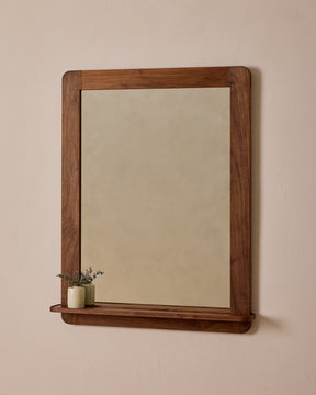 Bennett Mirror with Shelf - Black Walnut