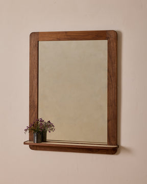 Bennett Mirror with Shelf - Black Walnut