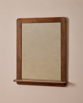 Bennett Mirror with Shelf - Black Walnut