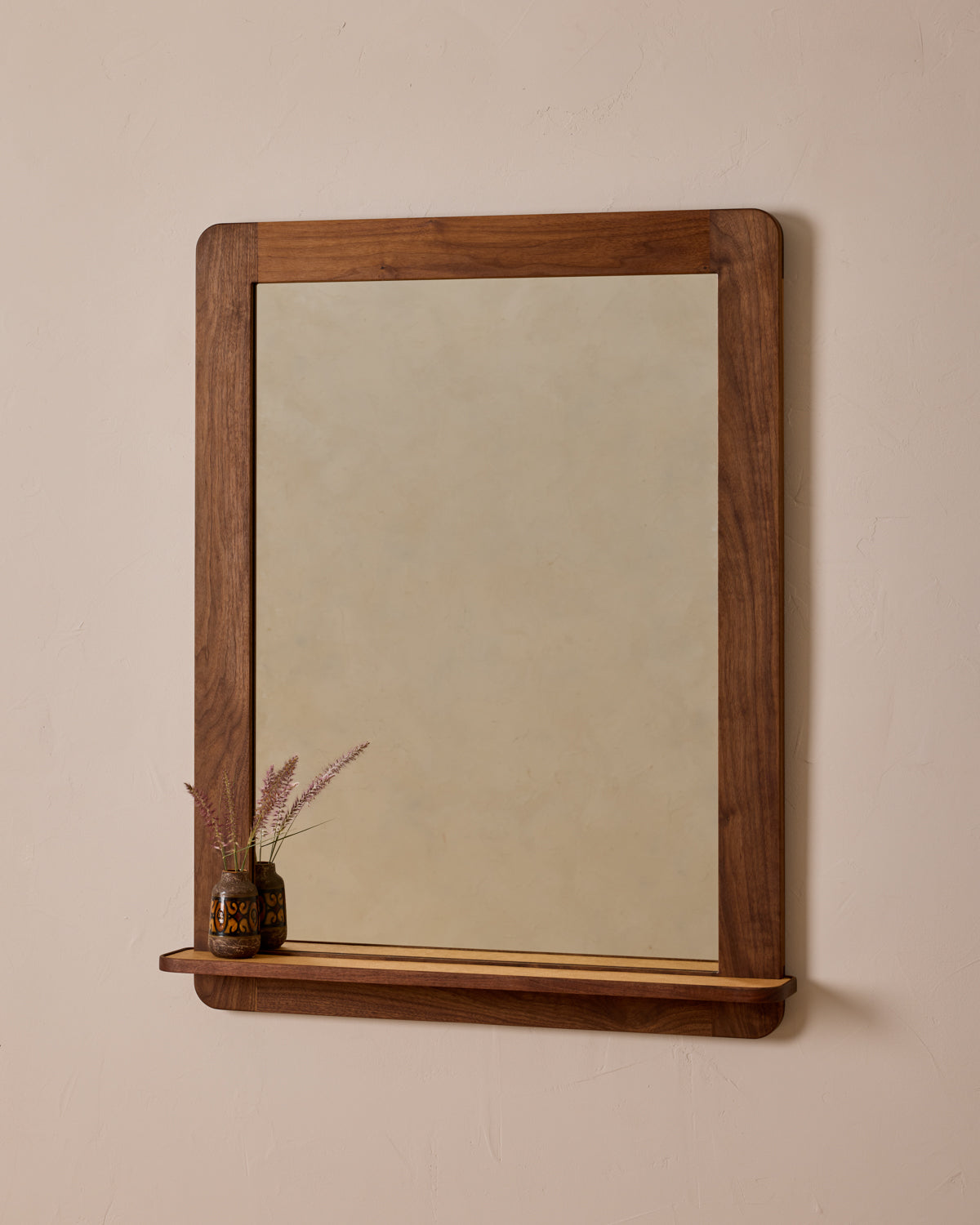 Bennett Mirror with Shelf - Black Walnut