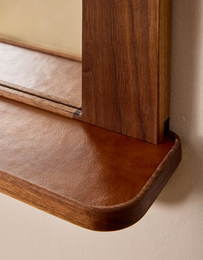Bennett Mirror with Shelf - Black Walnut
