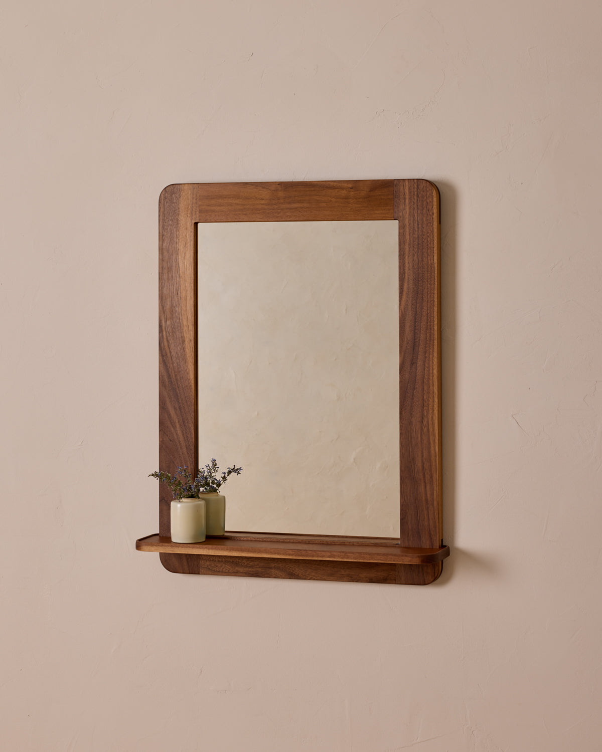 Bennett Mirror with Shelf - Black Walnut
