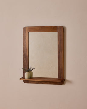 Bennett Mirror with Shelf - Black Walnut