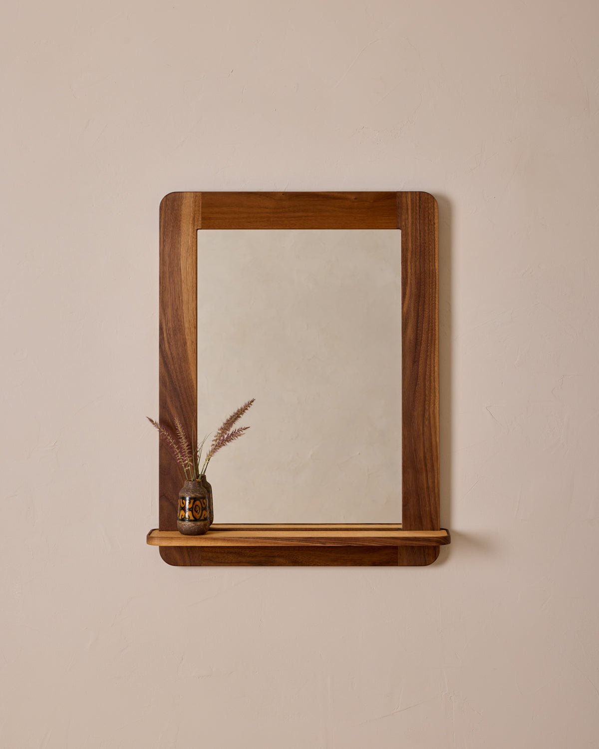 Bennett Mirror with Shelf - Black Walnut