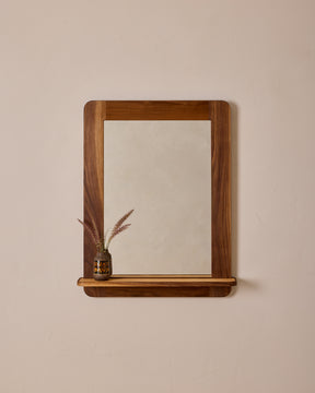 Bennett Mirror with Shelf - Black Walnut