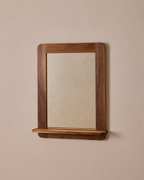 Bennett Mirror with Shelf - Black Walnut