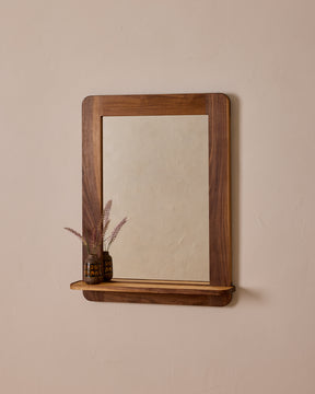 Bennett Mirror with Shelf - Black Walnut