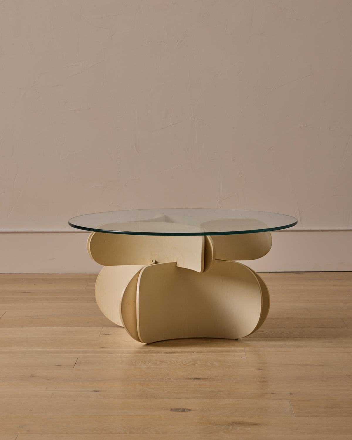 1960s Bent Ply Coffee Table with Glass Top