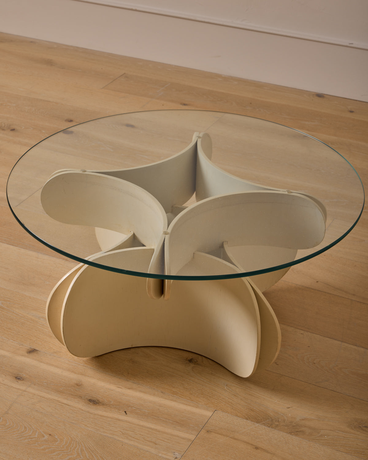 1960s Bent Ply Coffee Table with Glass Top