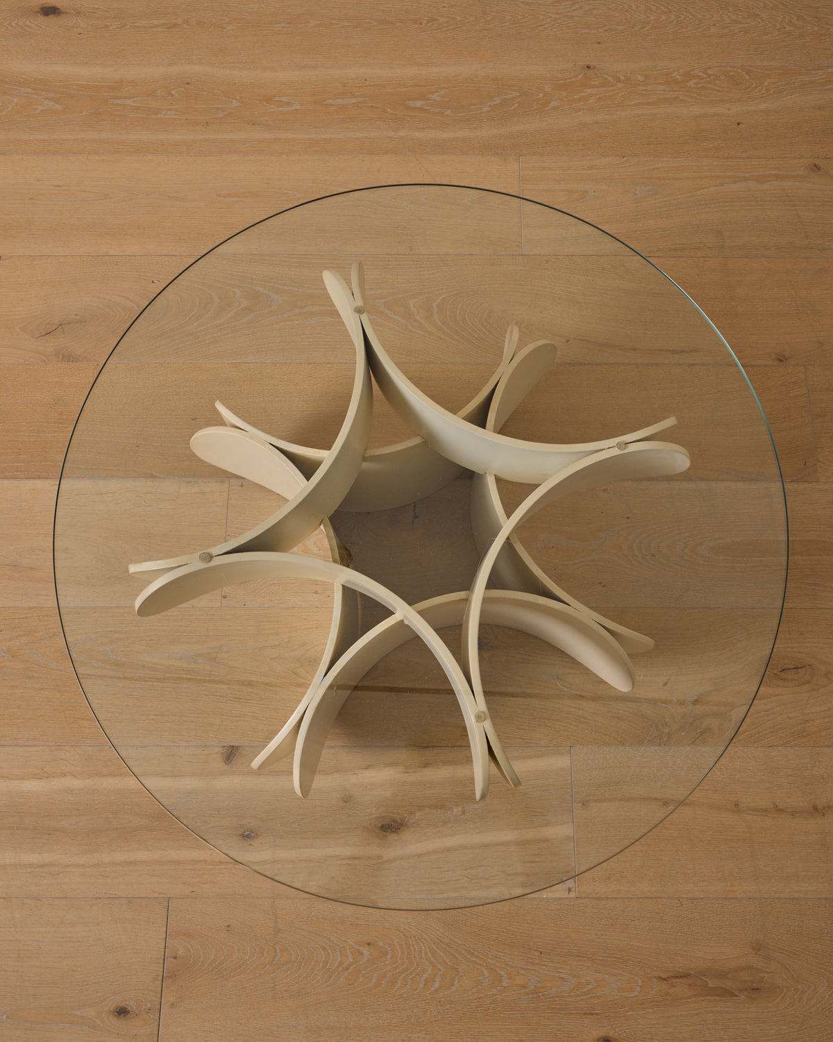 1960s Bent Ply Coffee Table with Glass Top