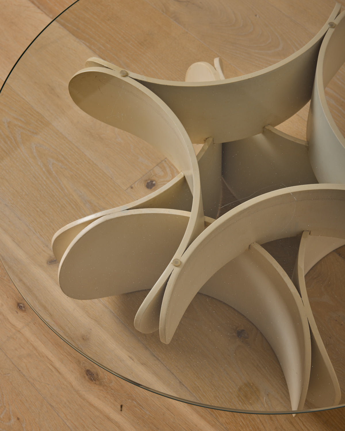 1960s Bent Ply Coffee Table with Glass Top