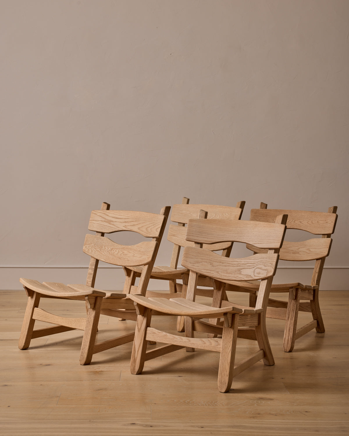 Pair of 1960s Oak Lounge Chairs