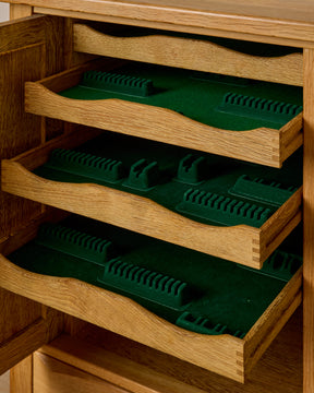 Danish Oak Highboard with Green Glass