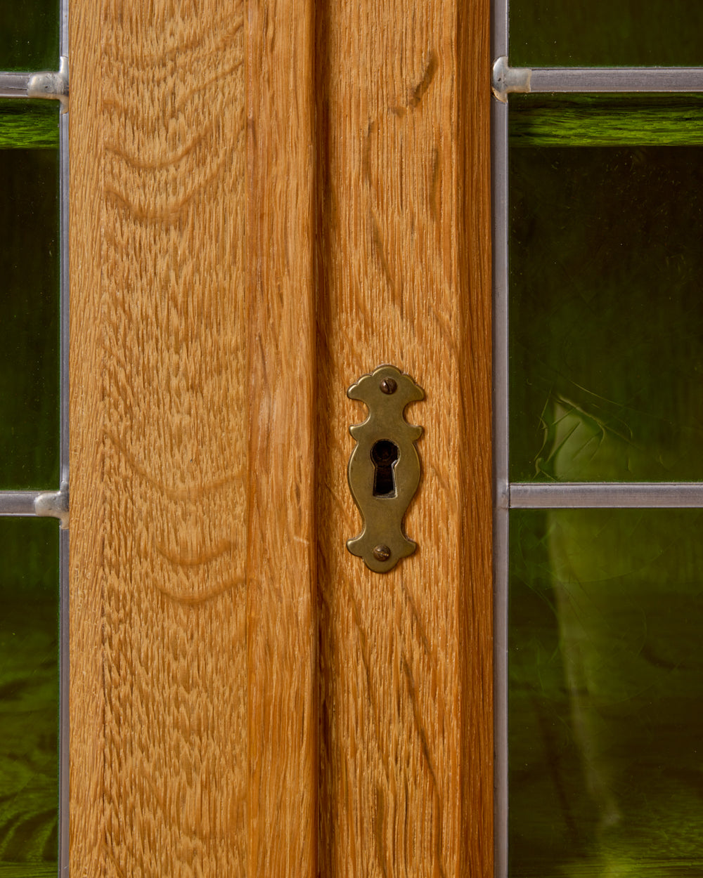 Danish Oak Highboard with Green Glass