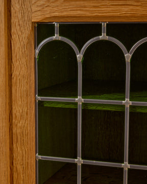 Danish Oak Highboard with Green Glass