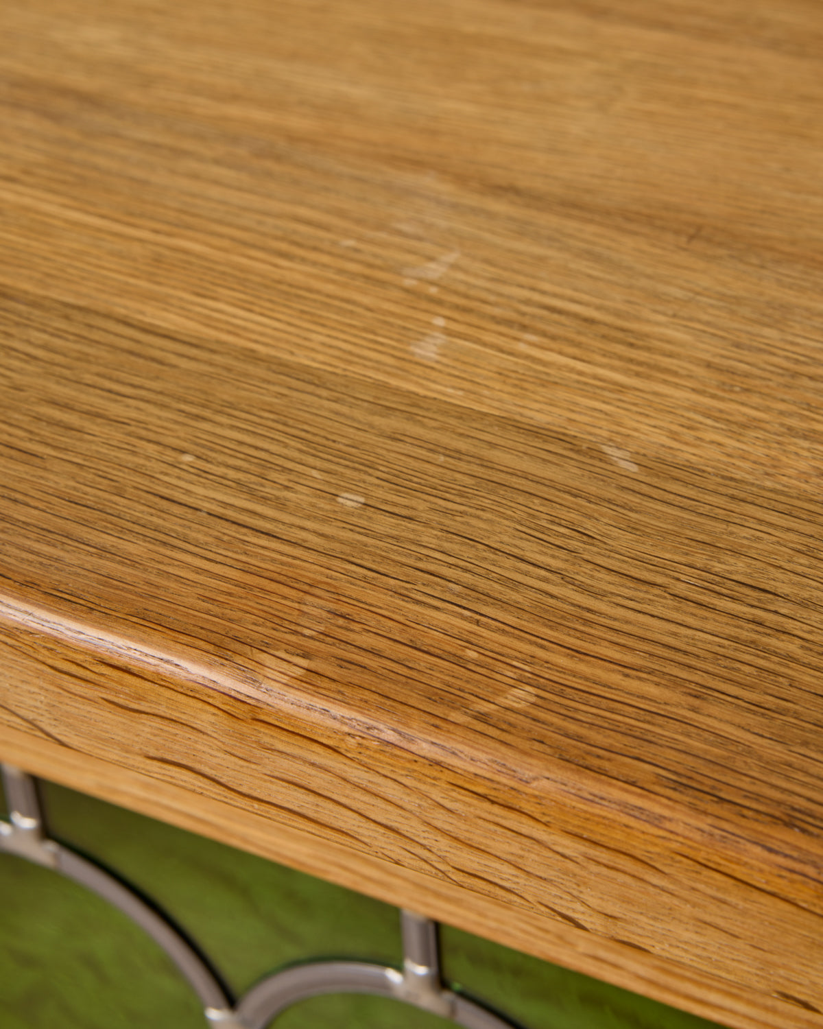 Danish Oak Highboard with Green Glass