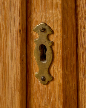 Danish Oak Highboard with Green Glass