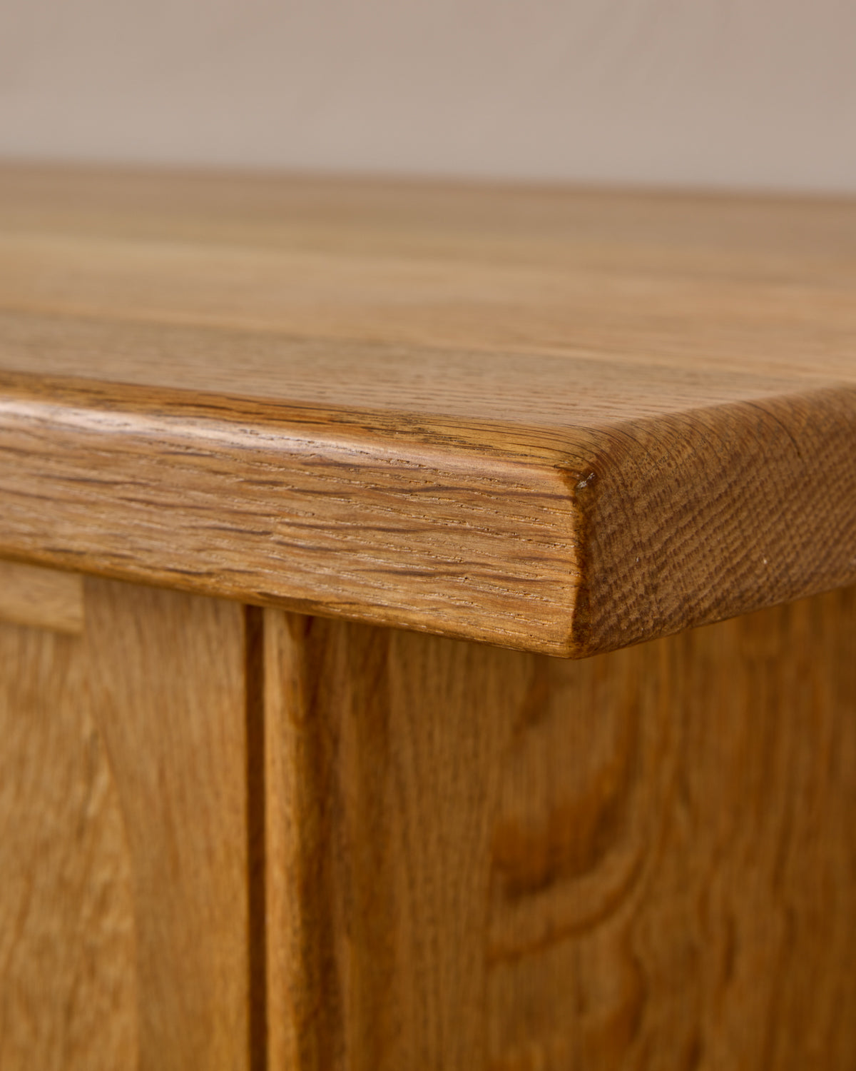 Danish Oak Highboard with Green Glass