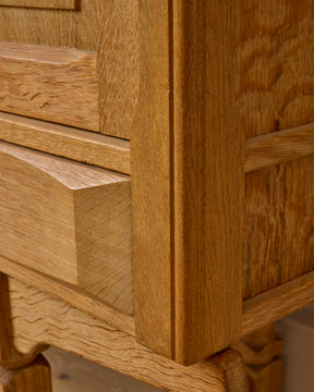 Danish Oak Highboard with Green Glass