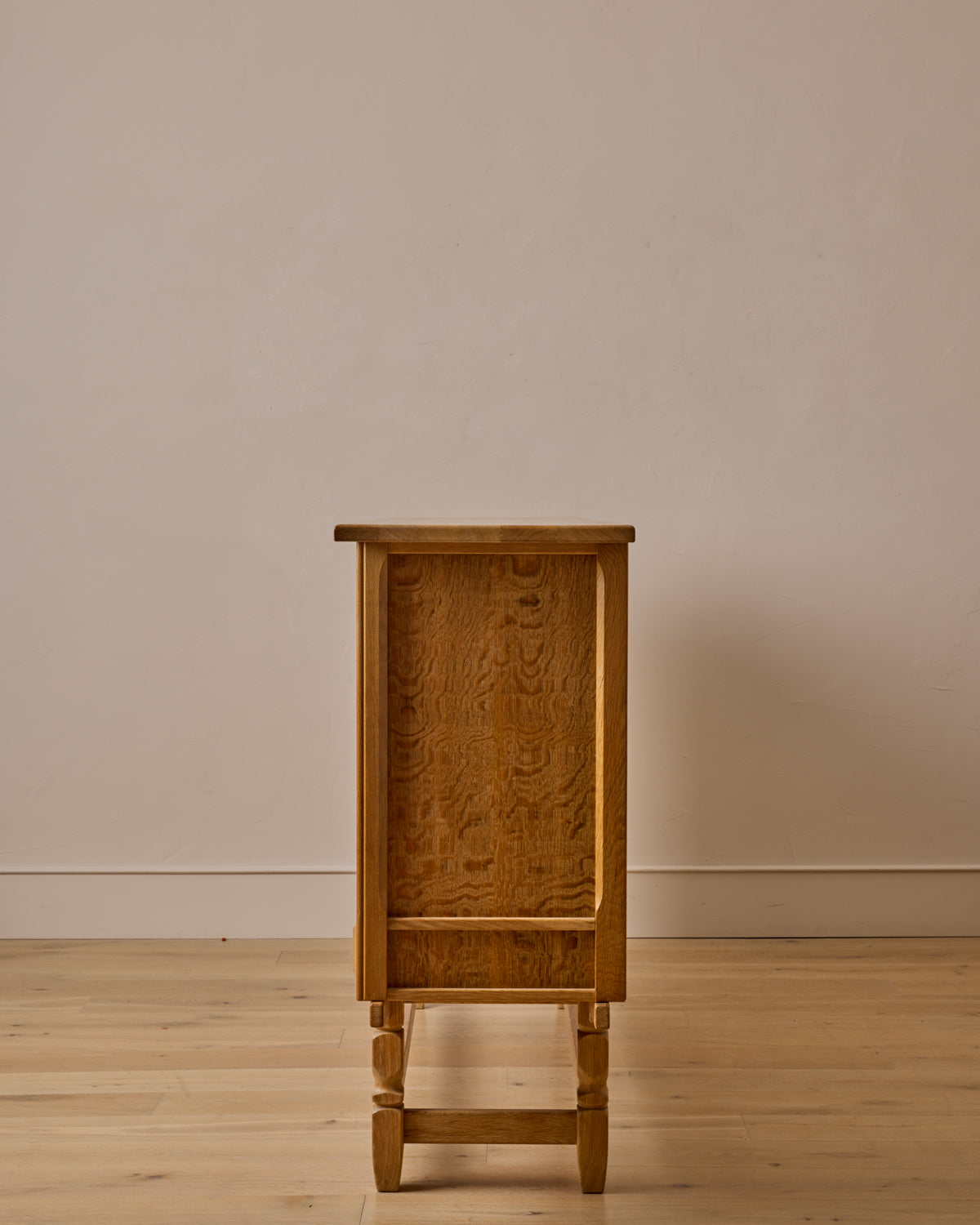 Danish Oak Highboard with Green Glass