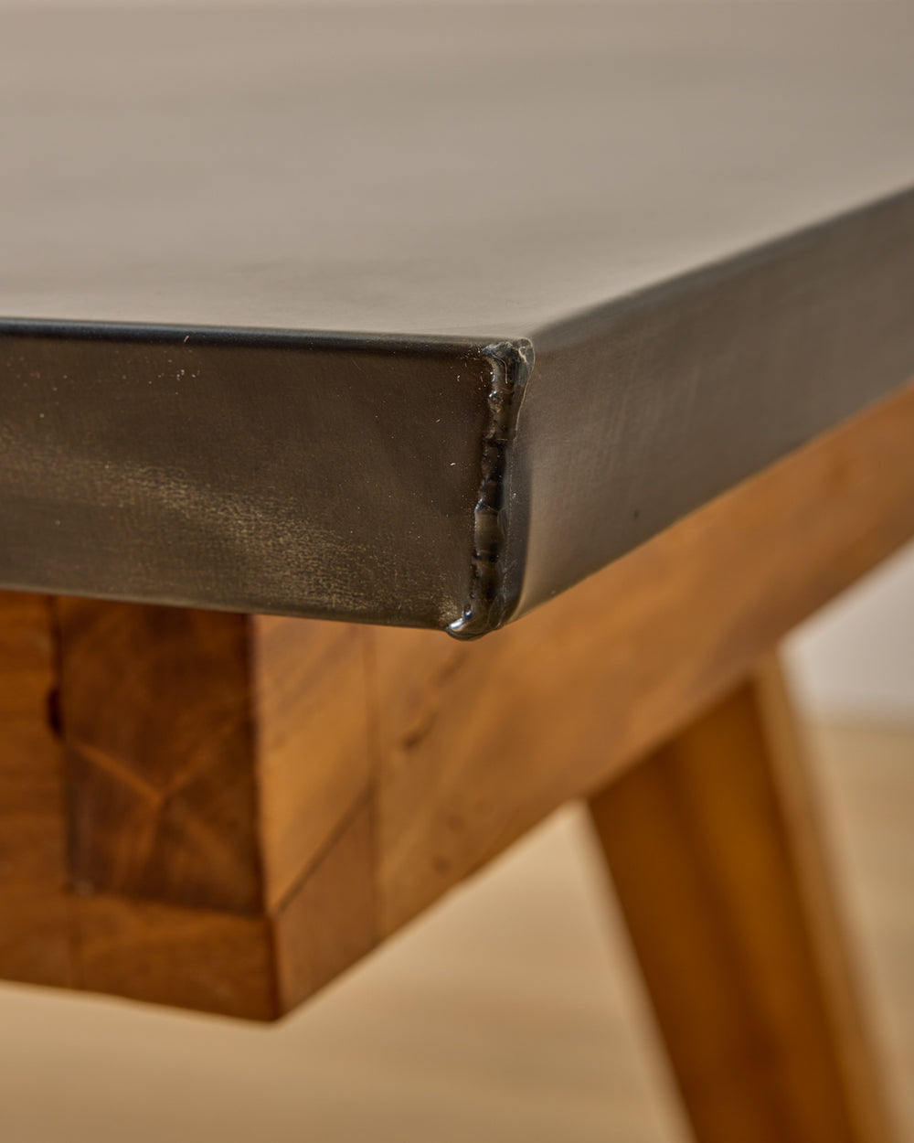 Dining Table with Antiqued Steel