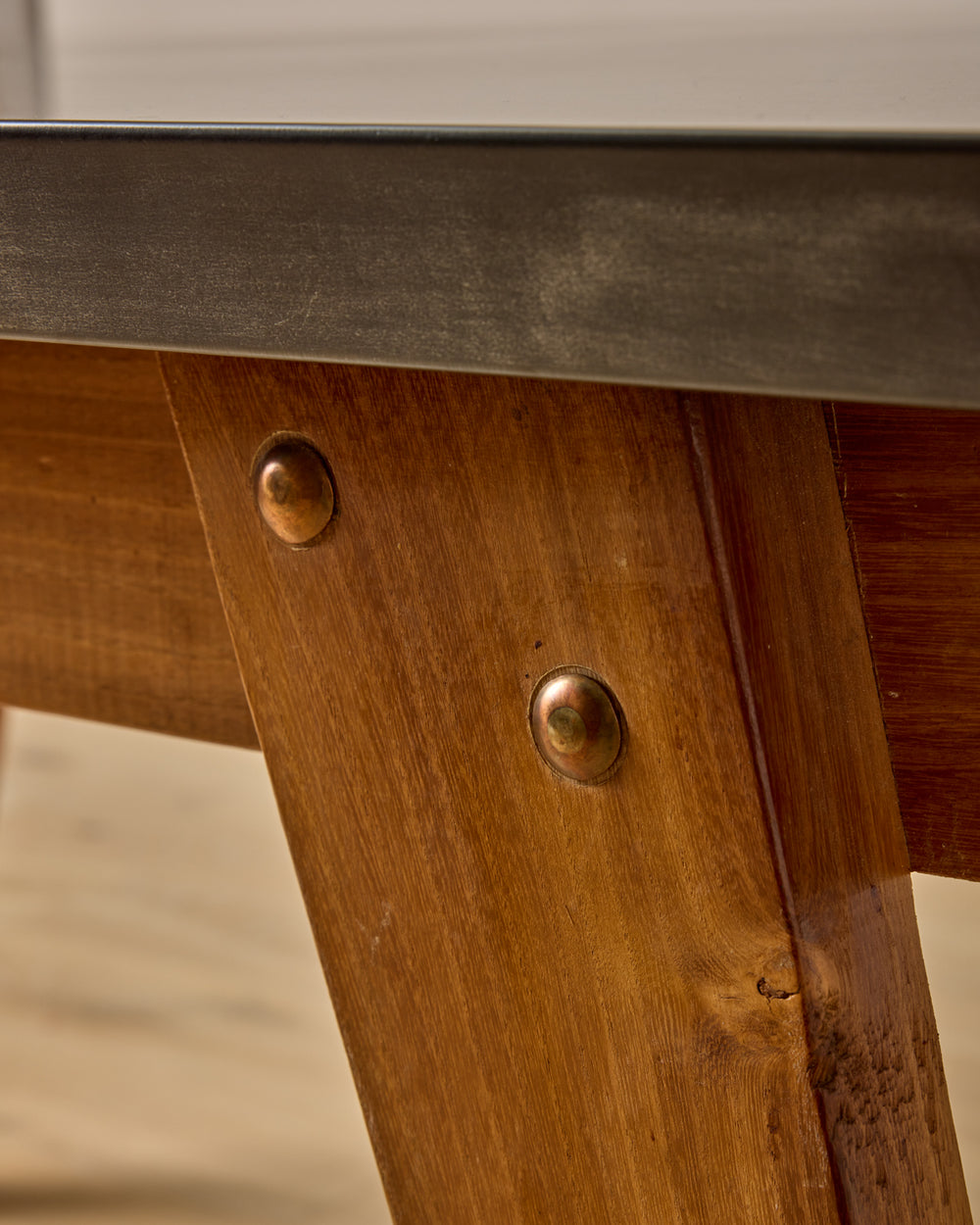 Dining Table with Antiqued Steel