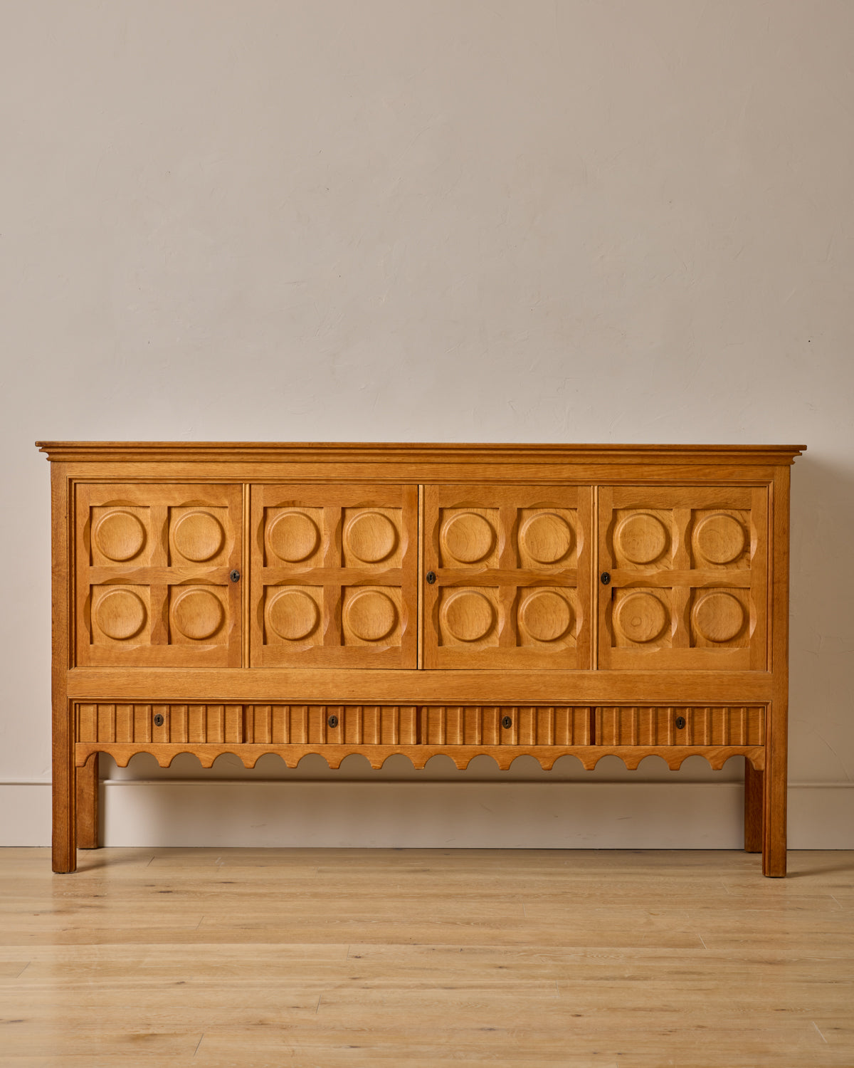 1960s Carved Oak Sideboard by Henning Kjaernulf