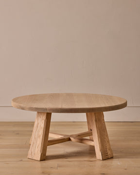 Round Oak Brutalist Coffee Table