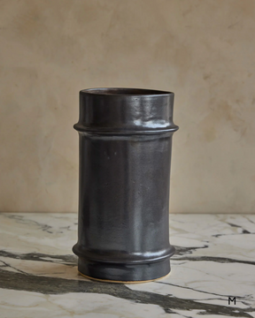 Hand Built Ceramic Ridge Vessel in Coal